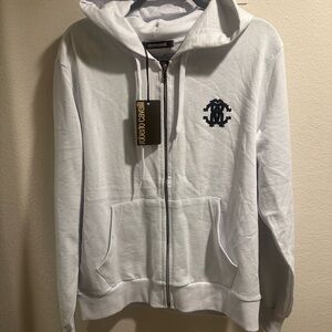 Roberto Cavalli White Hoodie with Black Logo